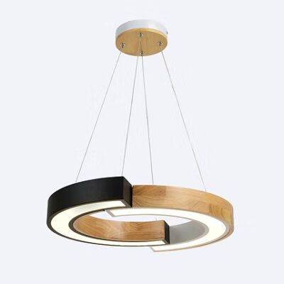 ELR-2026-WB - PENDANT WOOD & MATT BLACK LED 36W
