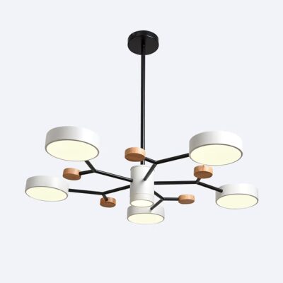 ELR-4057-BWW – 6-Light LED Chandelier with Symmetrical Disc Design