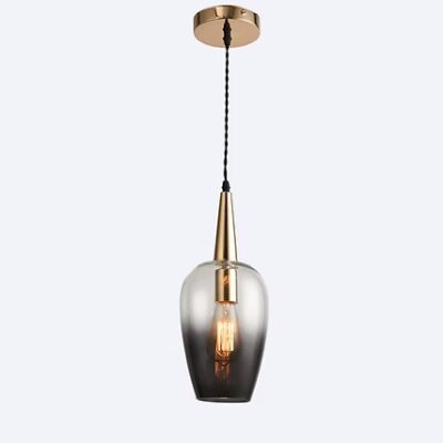 ELR-1010-FG - 1 X E27 FRENCH GOLD & SMOKE GLASS PENDANT