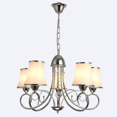 ELR-4052-CH – 5-Light Chandelier with Chrome, Crystal & Frosted Glass