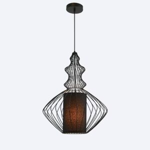 ELR-1013-MB - 1 X E27 MATT BLACK & SHADE PENDANT (LARGE)