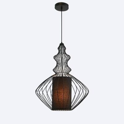 ELR-1013-MB - 1 X E27 MATT BLACK & SHADE PENDANT (LARGE)